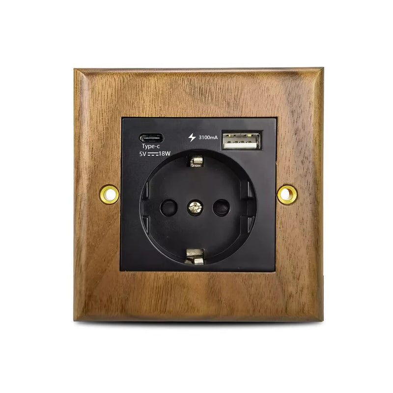 DepoGuye High quality retro American light switch socket, pure wood brass toggle switch plate, home &bed wall light switch