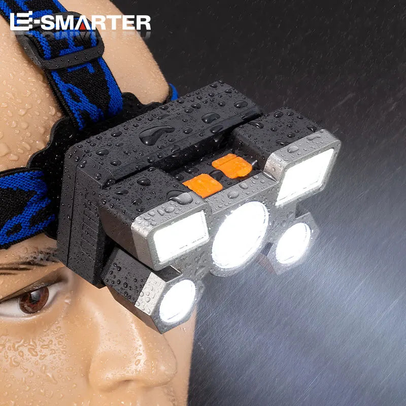 ចង្កៀងមុខ LED 5 ដែលអាចសាកបាន ខ្លាំង ងាយស្រួលប្រើ នេសាទ បោះតង់ ភ្លើងពិល ស្រាល បរបាញ់ ឡើងភ្នំ ចង្កៀងមុខ