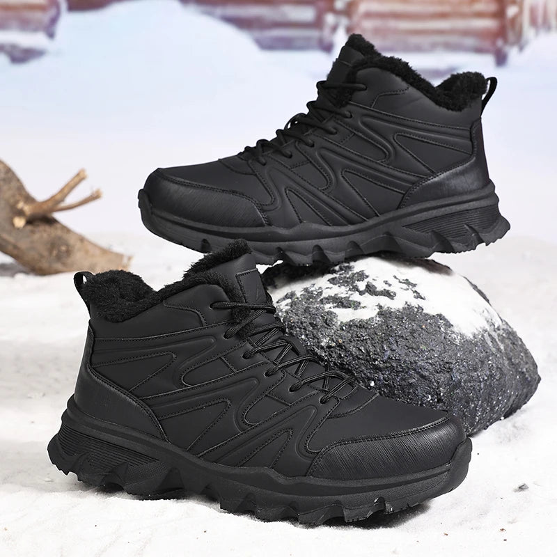 Men's Combat Boots Winter Warm Plush Light Breathable Casual Hiking Walking Cotton Boots Outdoor Jungle Anti-slip Training Boots