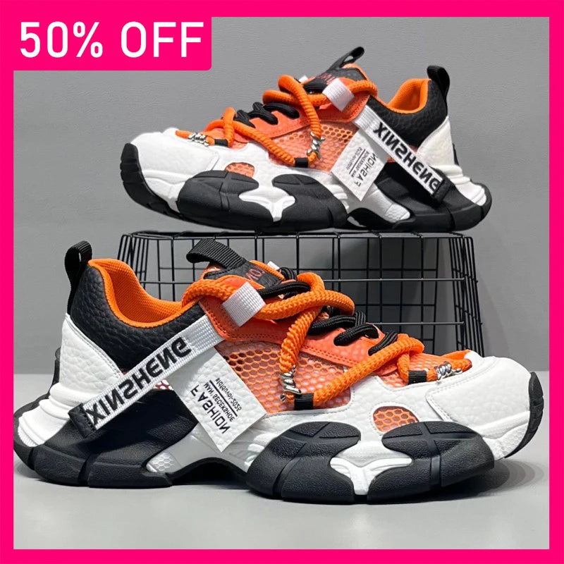 Men Sneakers Trendy Mesh Breathable Lightweight Running Shoes 2026 New Comfortable Versatile Thick Soled Tennis Shoes for Men