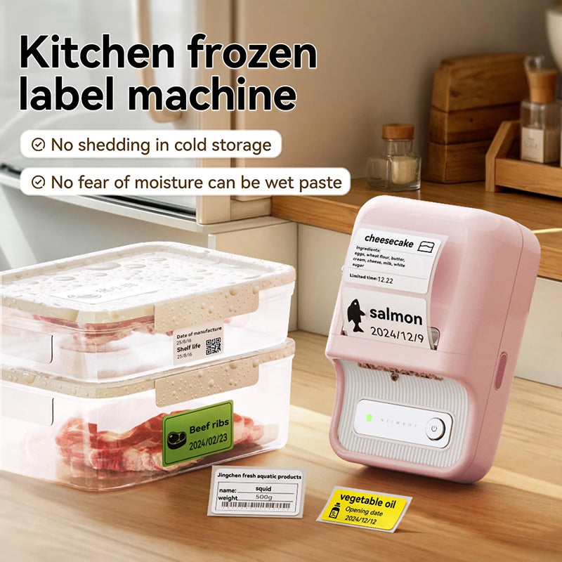 NIIMBOT B21 Kitchen Label Printer 20-50mm Wireless Thermal Label Maker with Freezer Labels Inkless Adhesive Sticker for Home