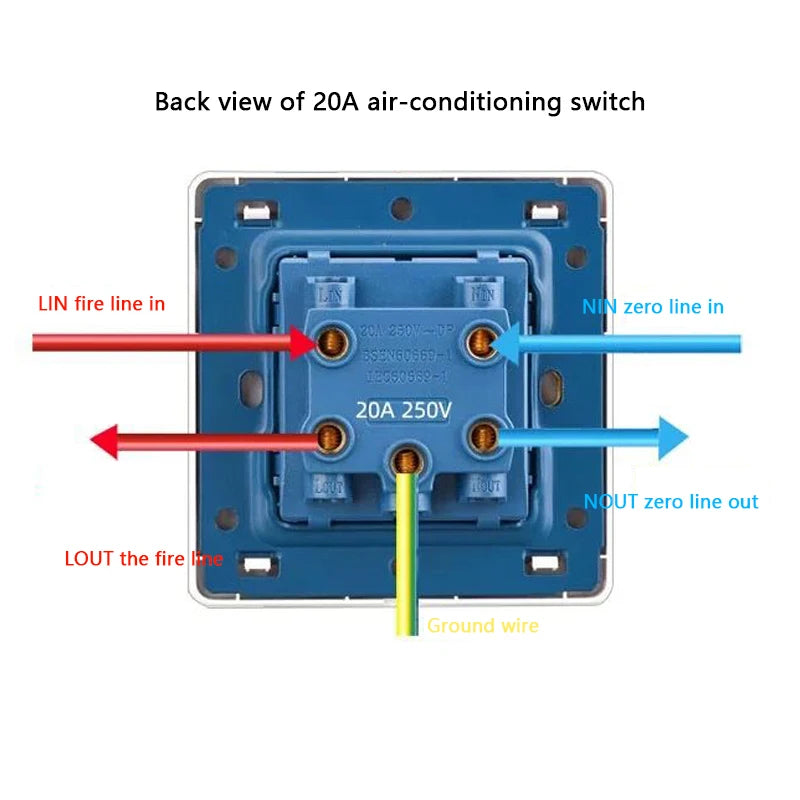 EU RU UK 20A 45A High Power Wall Switch,Korea Standard Plastic Panel ON OFF Rocker Switch for Water Heater Light Air Conditioner