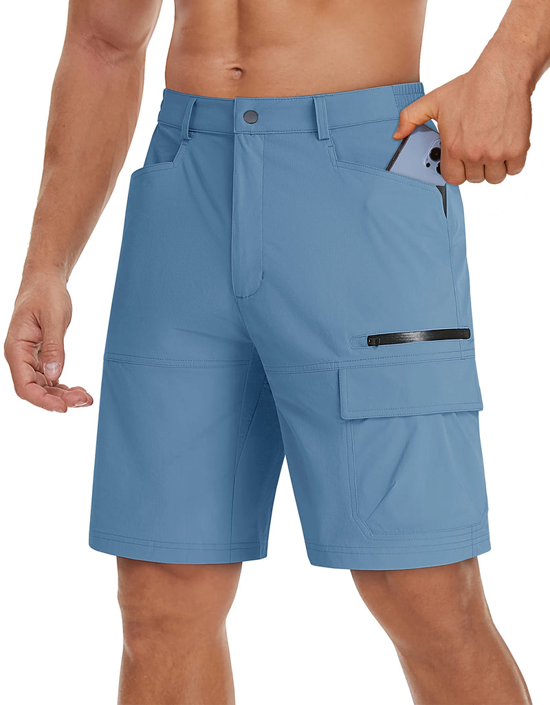 TACVASEN Summer Quick Drying Nylon Work Shorts Mens Casual Hiking Cargo Shorts Lightweight Outdoor Fishing Short Pants
