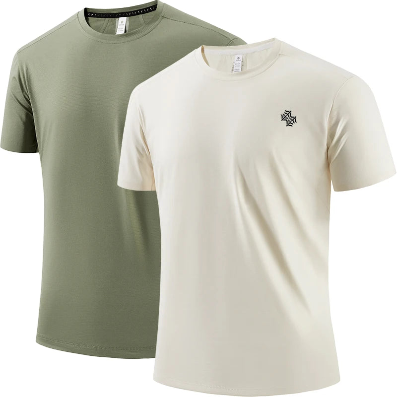 2pcs Men/Woman Breathable Fast Drying Running Sports Fitness Breathable Comfortable Short Sleeve T-Shirt Casual Light Gym Tops