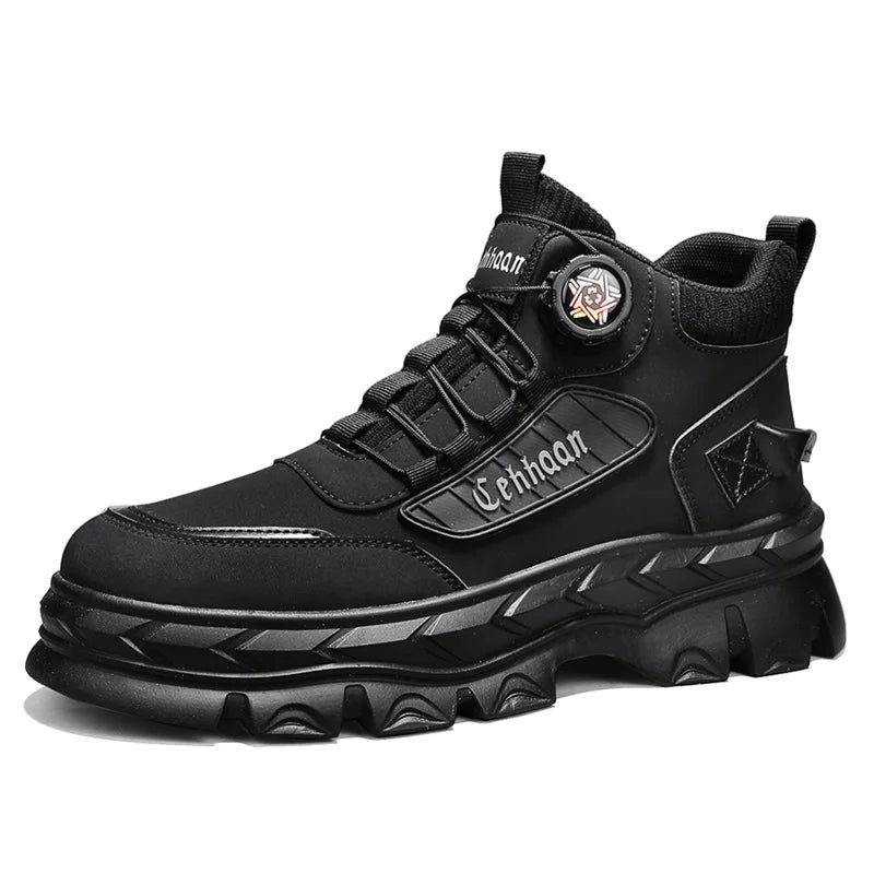 Mens High Top Boots 2025 Autumn New Thick Sole Leather Retro Style Work Boots Comfort Wear-resistant Outdoor Casual Ankle Boots