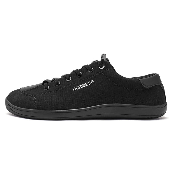 HOBIBEAR Mens Wide Toe Barefoot Shoes Minimalist Canvas Sneakers Lightweight Adjustable Slip On Walking Shoes