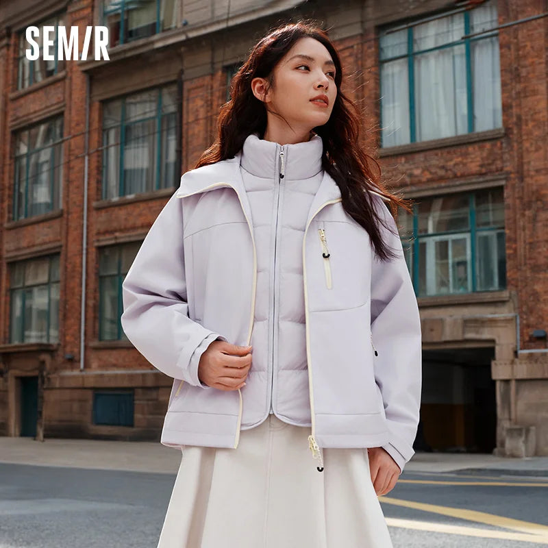 Semir Protective Down Jacket Women Winter 90% Down Fill Three-Resistant Windproof 2026 New Trendy Two-Piece Women'S Wear
