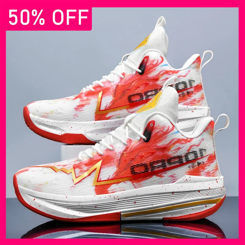 Unisex Basketball Shoes Breathable Mesh Outdoor Sports Competitions Running Shoes Spring Cushioning Rebound Basketball Boots