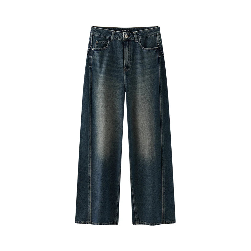 Semir Women Jeans Curved Barrel Loose Washed Street Style Draping Wide Leg 2026 Autumn Fashion Denim Bottoms Daily Wear