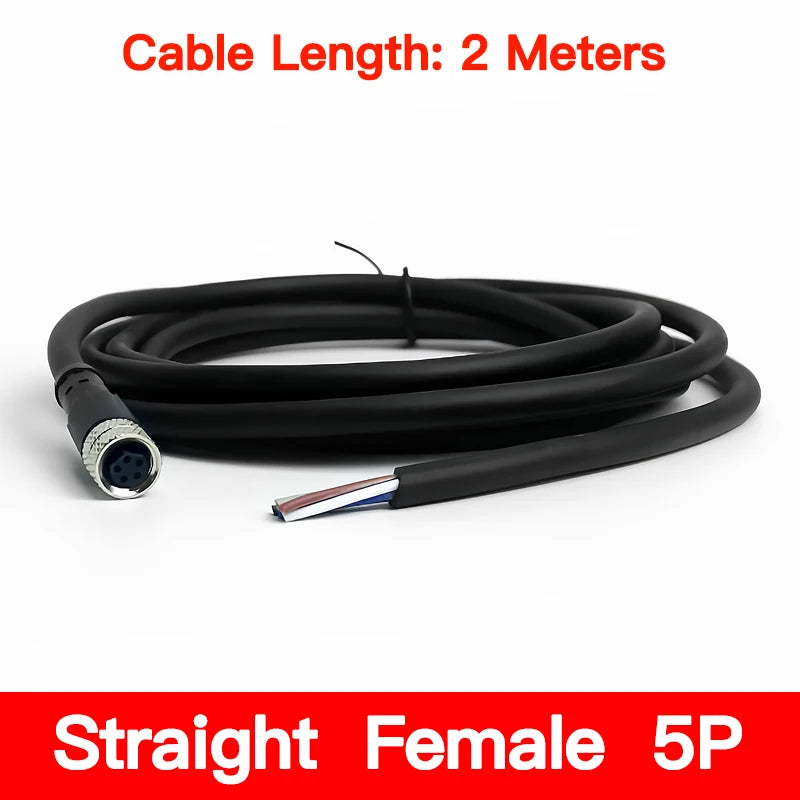 2Meters Waterproof M8 Sensor Connector, Male & Female 3/4/5/6/8 Pin, Integrated Injection Molding Industrial Cable Plug