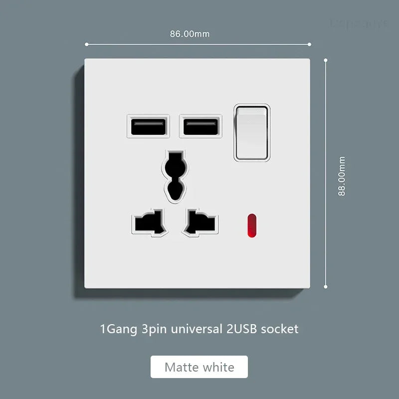 UK Standard Power Socket 13A Quick charge Plug 20W Smart Type-C Wall Outlet,220V Electrical Universal Wall Light 2way Switch