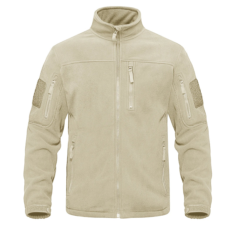 TACVASEN Full Zip Up Green Fleece Jacket Thermal Warm Work Coats Mens Zipper Pockets Casual Hiking Training Outwear Windbreaker