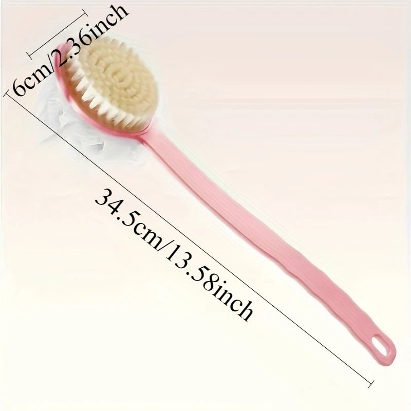 1/2pcs Long Handle Soft Hair Bath Brush - Multi-Functional Two-in-One Back Scrubber & Mud Remover,Exfoliate the body's keratin