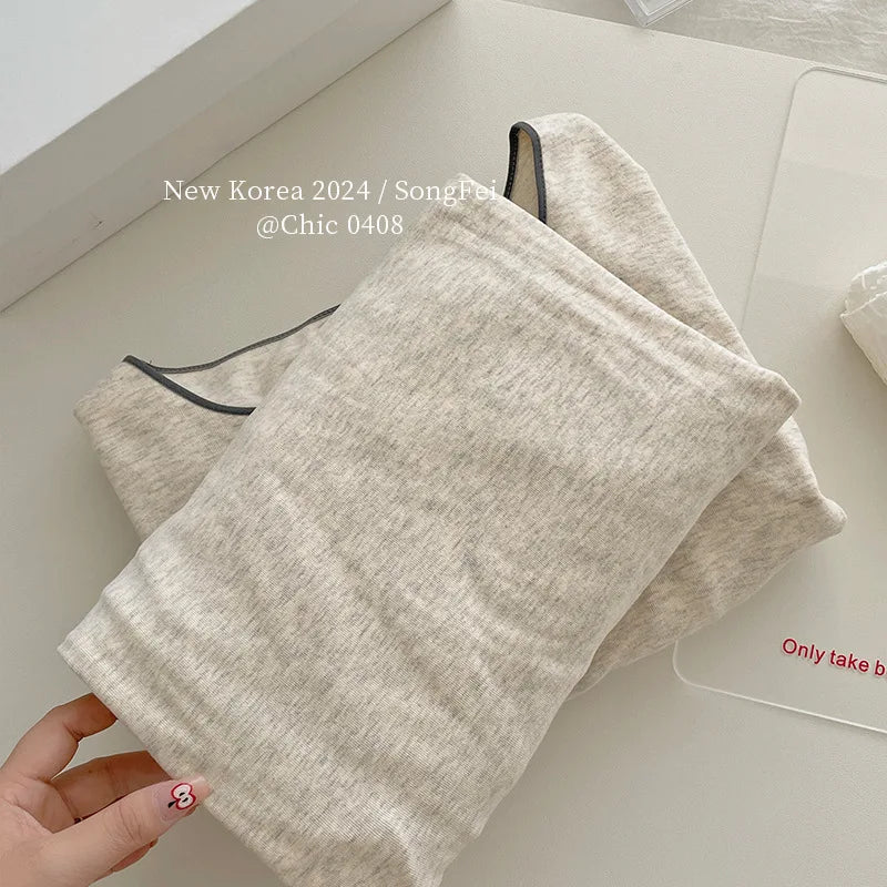 Korean Lazy Pajama Set For Women Autumn Winter Long Sleeved Home Clothes Skin Friendly Sleepwear Pyjamas Suit Lounge Nightwear