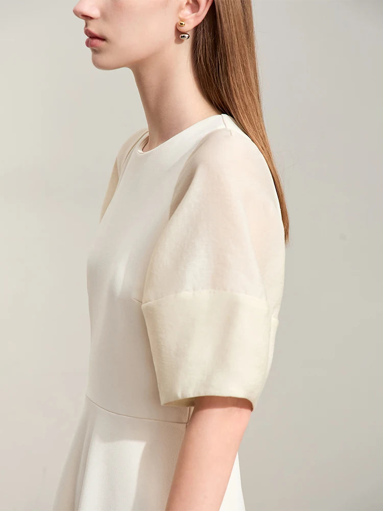 រ៉ូប Amii Minimalism សម្រាប់ស្ត្រីរដូវក្តៅឆ្នាំ ២០២៤ កអាវមូលថ្មី ដៃអាវចង្កៀង រ៉ូបចង្កេះបារាំងរឹង 12422079