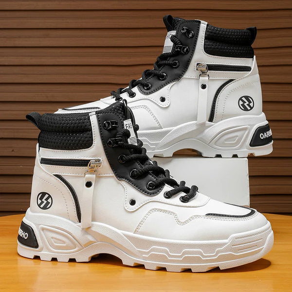 Men's Boots Spring and Autumn New Soft-Sole Non-Slip Leisure Boots Fashion Joker Outdoor High-Top Boots Youth Comfort Work Boots