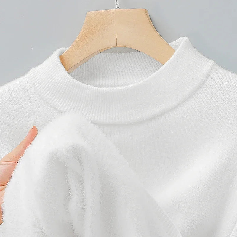 2026 Men's Solid Color Half Turtleneck Knitwear Sweater Mock Neck Pullover Casual Autumn Winter Sweatshirt Brand Mens Clothing