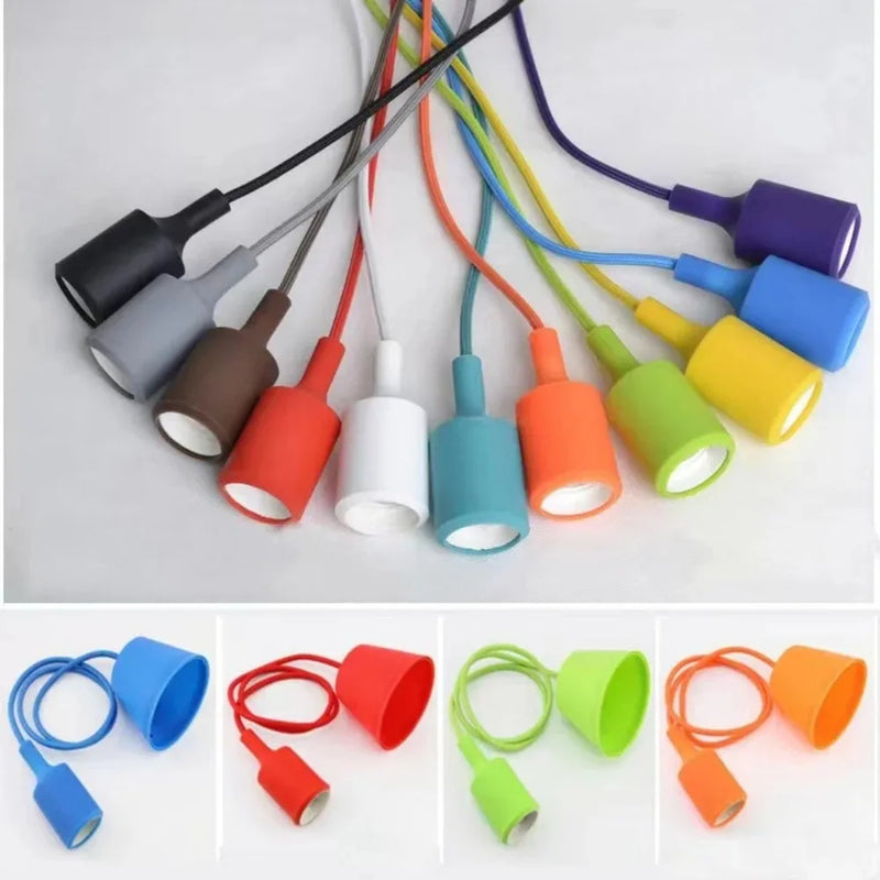 JOYINLED ចង្កៀងពិដានស៊ីលីកូន E27 ពណ៌ចម្រុះ DIY ក្រណាត់ពិដានភ្លើងព្យួរខ្សែភ្លើងព្យួរ Scoket
