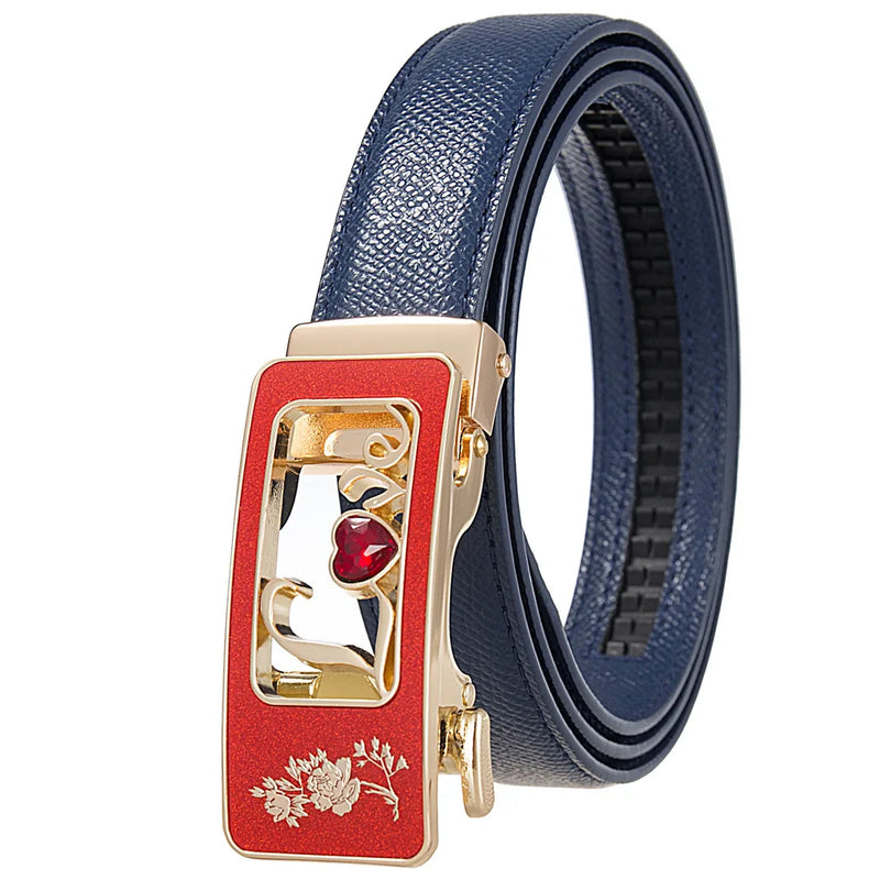 Women's Red Belt, Fashion Casual PU Belts, Purple Blue Gray Khaki Optional, 105cm Length