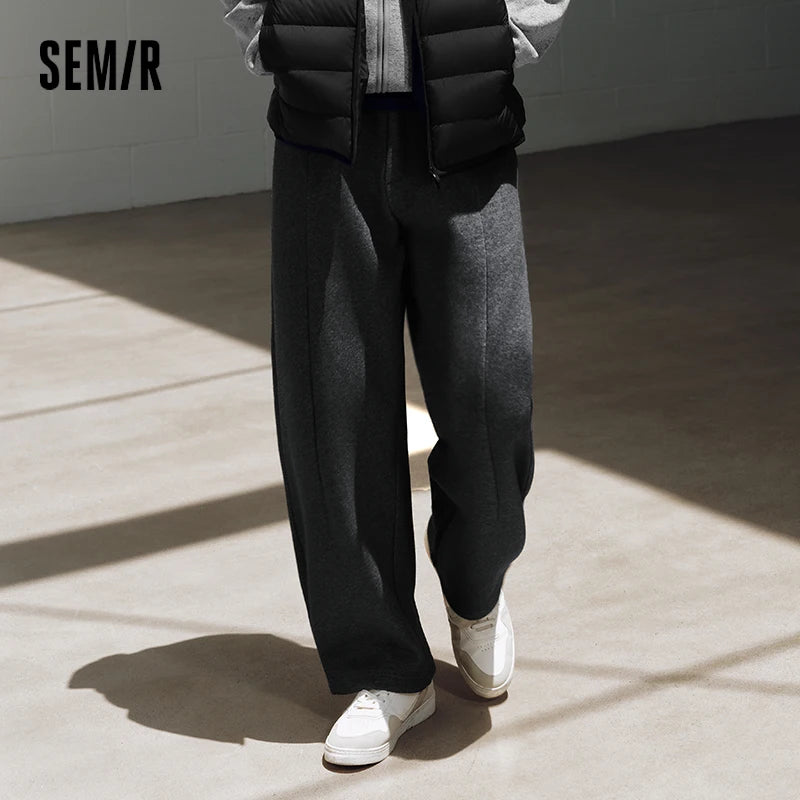 ខោបុរស Semir ធម្មតាមានខ្សែចង រលុង ជើងកោង កម្ដៅក្តៅ រដូវរងាថ្មី 2026 ស្លៀកប្រចាំថ្ងៃ រចនាប័ទ្មធម្មតាក្នុងទីក្រុង