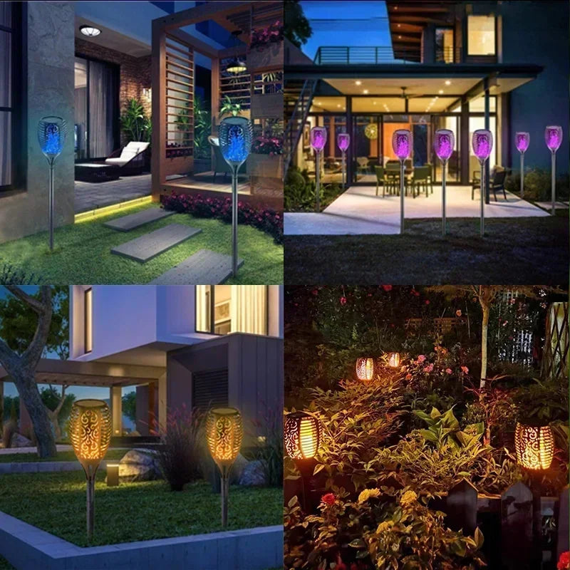 1 PCS Solar Garden Flame Lights Flickering Flame Lamp Outdoor Lawn Light Waterproof Courtyard Helloween Decoration Lighting