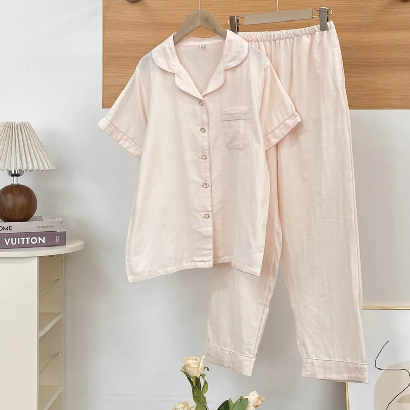 Thin Pajamas for Lady Two-Piece Women's Set Pure Cotton Short Sleeve Pijama Pajamas Woman Night Clothes Summer Clothes Sleepwear