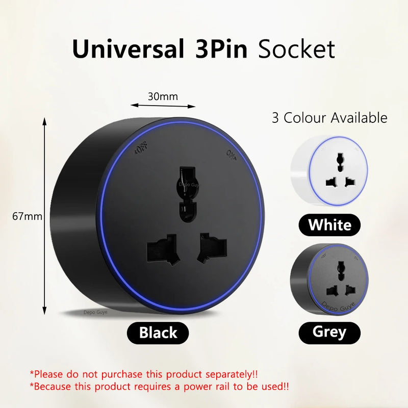 Induction lamp Wall Track Socket EU FR Italy Israeli UK Standard Home Office Electric Socket Removable Plugs Adapter USB C Ports