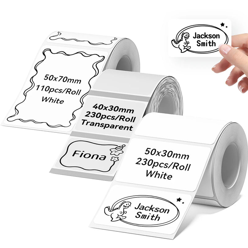 3 Rolls Niimbot Thermal Label Sticker for B1/B21/B3S/B31Barcode Sticker White/Color/Transparent Self-adhesive Paper 20-50mm