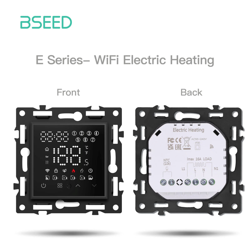 BSEED Smart WiFi Thermostat for Floor Heating/Boiler/Water Function Part Thermostat Controller Glass Panel Tuya APP Control