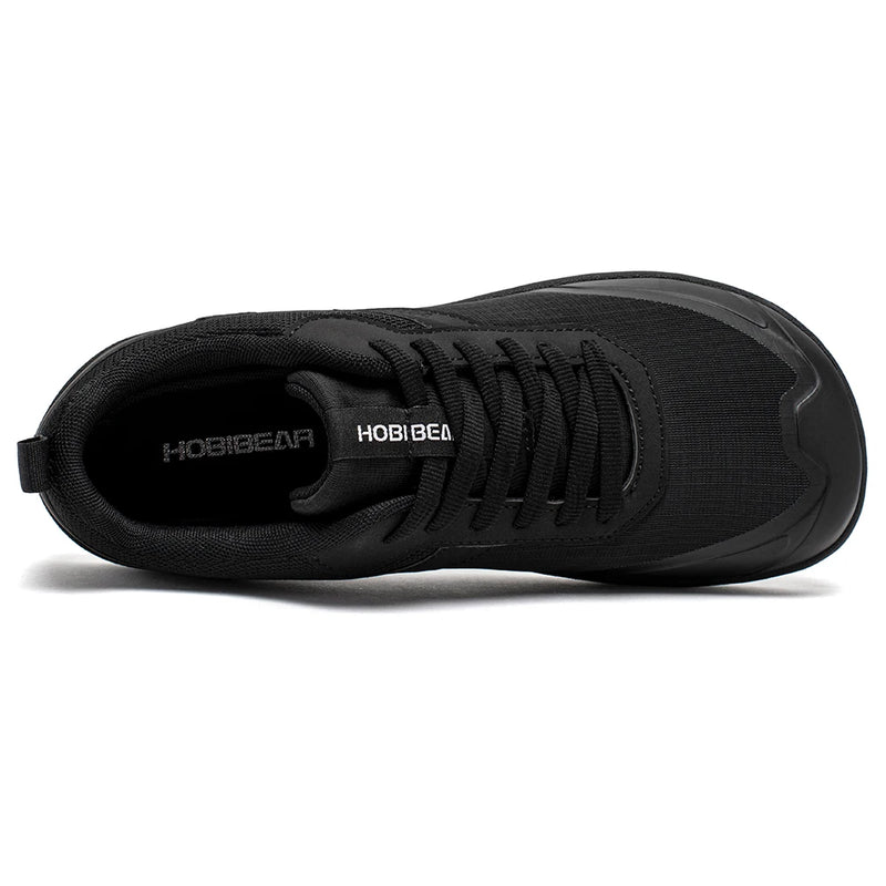 HOBIBEAR Wide Toe Shoes Mens Womens Minimalist Mesh Artificial Leather Sneakers Lace Up Lightweight Breathable Walking Shoes