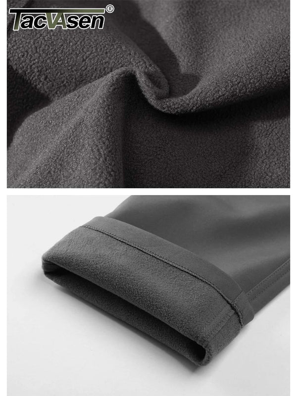 TACVASEN Winter Softshell Warm Pants Mens IX9 Outdoor Hiking Cargo Pants Waterproof Fleece Pants Safari Team Work Trousers