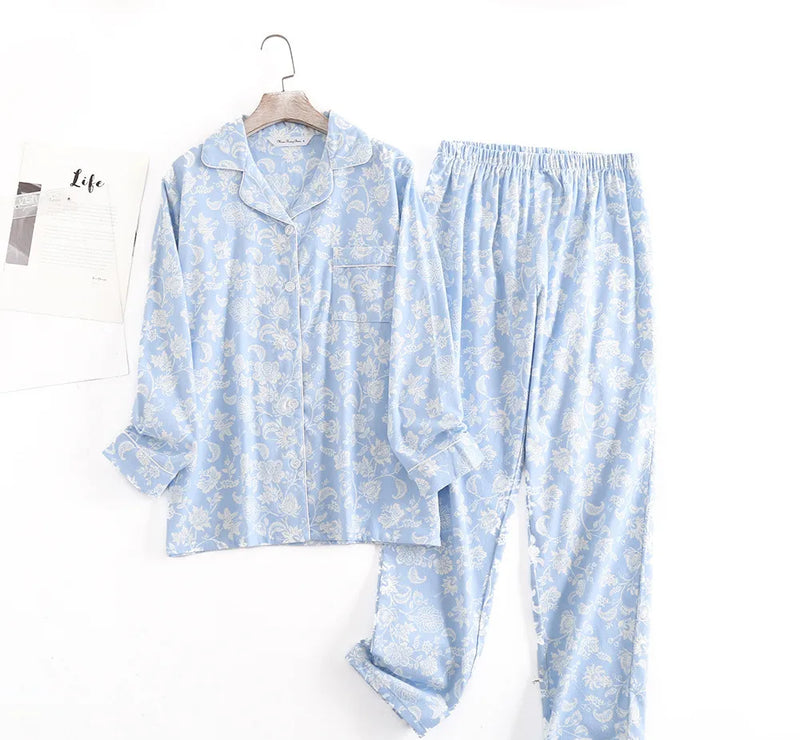 Casual Polka Dot Women's Pajamas Set Lapel Long Sleeve Shirt Pant Suit Spring Autumn Sleepwear Pyjamas Femme Home Wear Clothes
