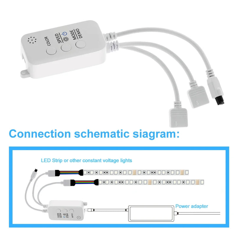 JOYINLED Music RGB Led Controller DC5-24V Bluetooth Control 40 Keys 16 Million Colors with Timer Mode