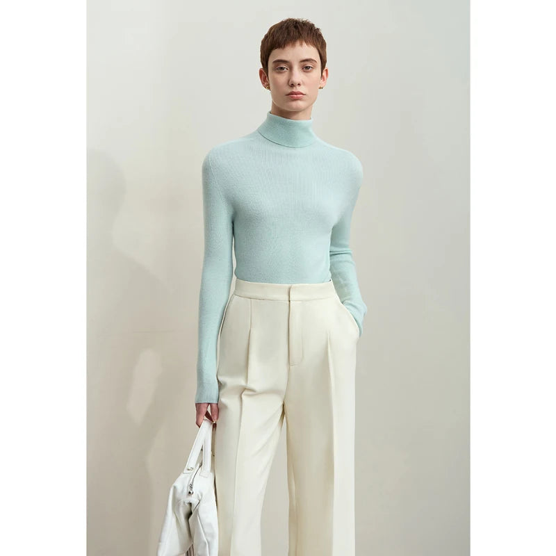 Amii Minimalism 2026 រដូវរងាថ្មី Turtleneck អាវប៉ាក់សម្រាប់ស្ត្រី Worsted Woolen Sweaters Casual Fashion Women Sweater 12423120