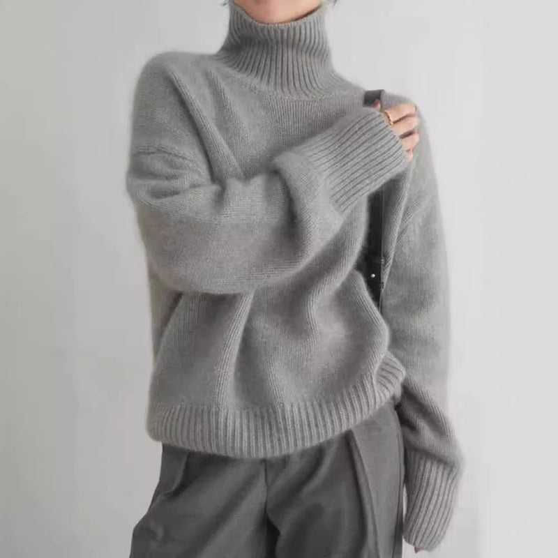 New European Sweater Women Autumn Winter New Turtleneck Pullover Loose Versatile Knitted Bottoming Shirt Female Jumper Top
