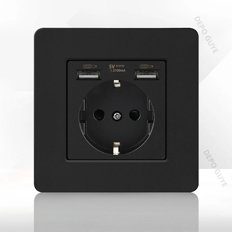 86 Type Retro Switch 1-4 Gang 2 Way Wall Light Brass Lever Toggle Switch Black Matte Stainless Steel Panel EU FR Power Outlet