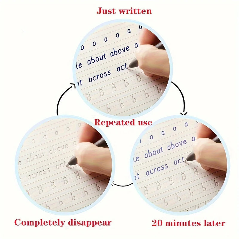 3D italic English calligraphy exercise book - a reusable handwritten copy with complete letters and words for daily practice