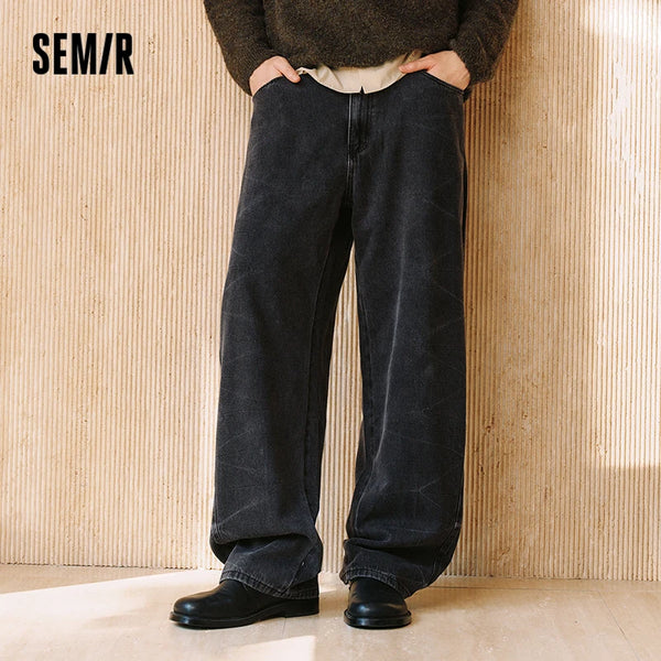 ខោខូវប៊យបុរស Semir រលុង ជើងកោង បែប Retro លាងសម្អាត ខោ Denim រដូវស្លឹកឈើជ្រុះ រចនាប័ទ្មទីក្រុង ស្លៀកប្រចាំថ្ងៃ 2026