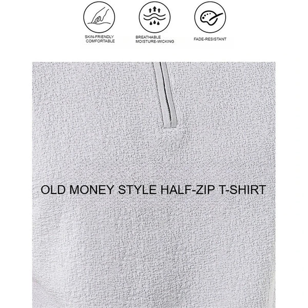 Men Summer Short Sleeve Half Zip Polo Shirt Old Money Style Knitted Jacquard Solid Color Smart Casual Top