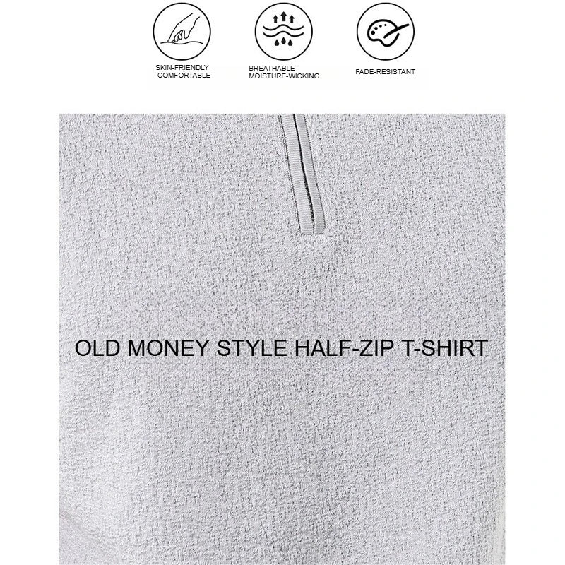 Men Summer Short Sleeve Half Zip Polo Shirt Old Money Style Knitted Jacquard Solid Color Smart Casual Top
