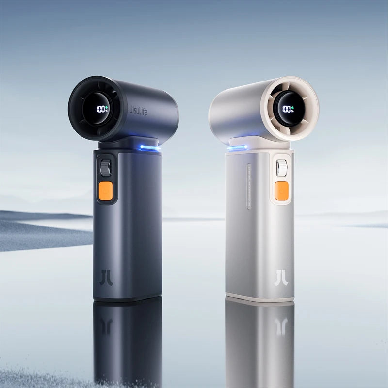 JISULIFE Portable Turbo Handheld Fan, 100 Winds Speeds Adjustable, 9000 mAh Rechargeable Battery, LED Display, Outdoor Camping