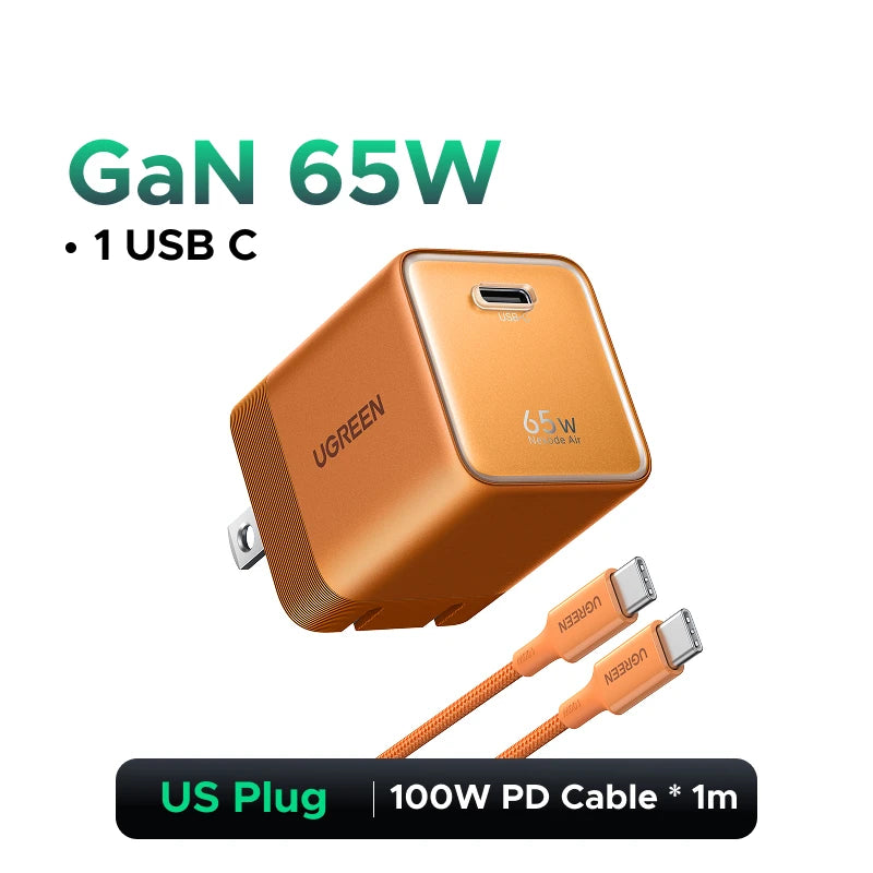 【Ultra Mini-US Plug】UGREEN 65W 45W GaN USB C Charger PD3.0 QC4.0 PPS For Macbook Pro Laptop iPhone 18 17 Samsung S26 iPad Tablet