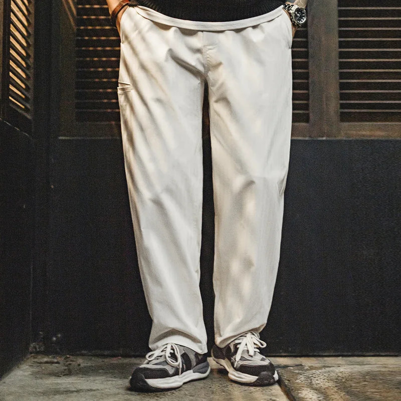 ខោ Maden Herringbone Easypants ធម្មតា Cleanfit Straight Tapered Solid Color Elastic Waistband Design Long Pants
