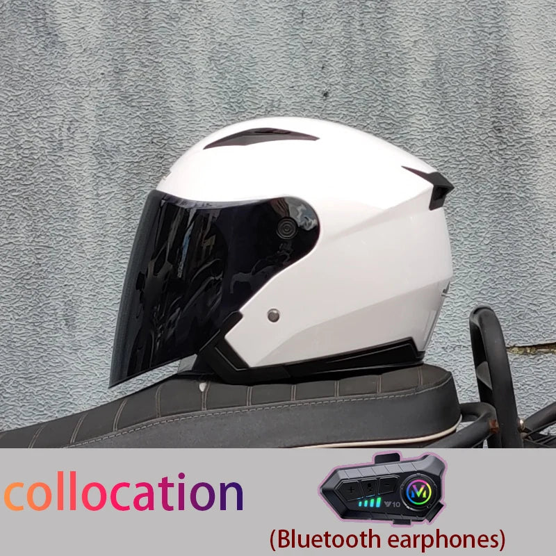 Motorcycle semi covered helmet cascos para motos with built-in sun visor Bluetooth helmet motorcycle helmet