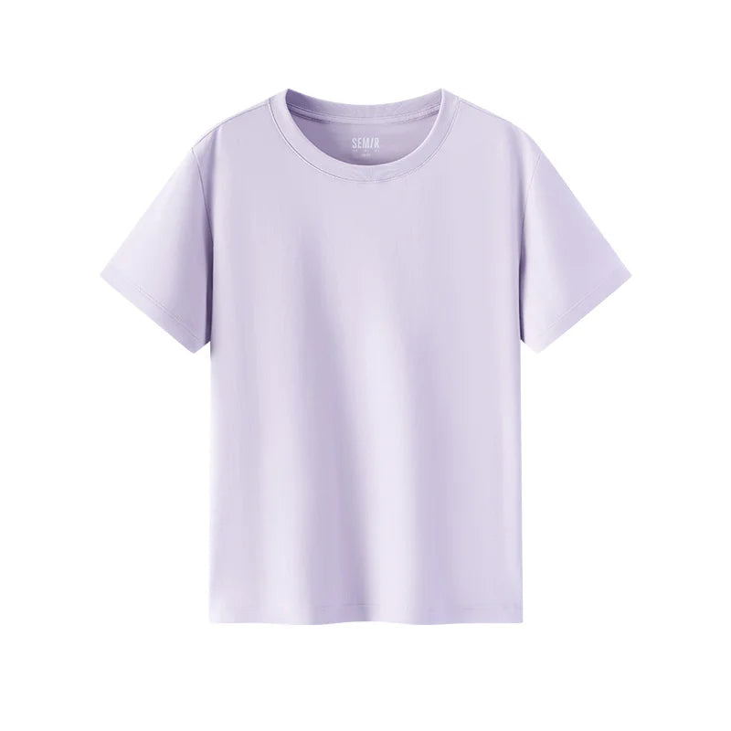 Semir Women Tshirt Solid Color Slim Fit Crew Neck Short Sleeve Summer 2026 Versatile Casual Everyday Fashion Top