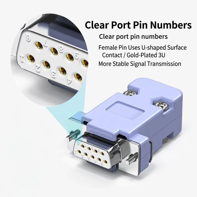 DIVEDEER DB9 Male & Female Connectors 9-Pin RS232/485 Serial Port Adapter COM Port Plug for PLC