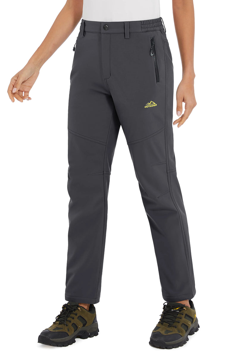 TACVASEN Womens Winter Waterproof pants Fleece Lined  Softshell Trousers With Zipper Pockets Thermal Cargo Outdoor Ski Pants