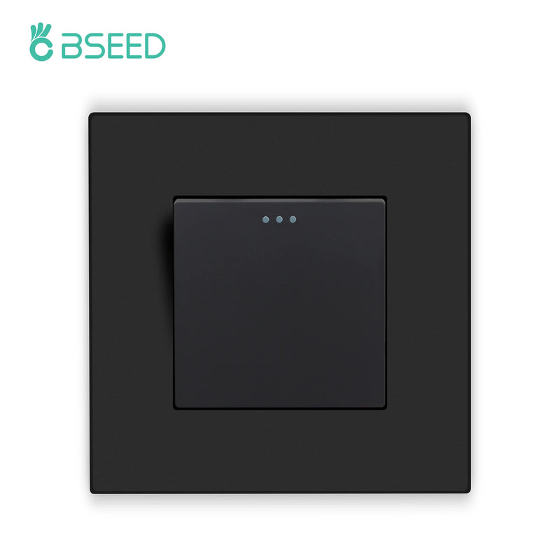 BSEED EU Button Switches With Power Socket 1/2/3Gang 1Way Electrical Outlets With USB Type-C Wall Socket 16A Plastic Panel