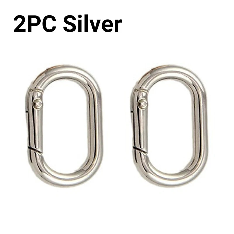 2PC Oval Spring O Ring Openable Leather Bag Handbag Strap Buckle Connect Keyring Pendant Key Dog Chain Snap Clasp Clip Carabiner
