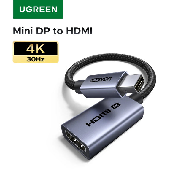 UGREEN 4K Mini DisplayPort to HDMI Adapter, Unidirectional Mini DP Thunderbolt to HDMI Converter 1440p 1080p HDCP 1.4 Alu